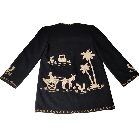 Mexican Souvenir Tourist Jacket Desert Donkey Cart Scene Flower Basket Rare 40s?